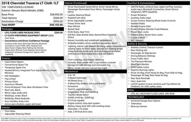 2018 Chevrolet Traverse LT Cloth w/1LT