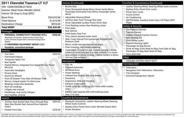 2011 Chevrolet Traverse LT 1LT