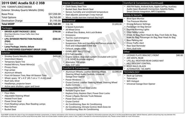 2019 GMC Acadia SLE-2