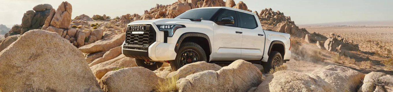 White Truck on rocks